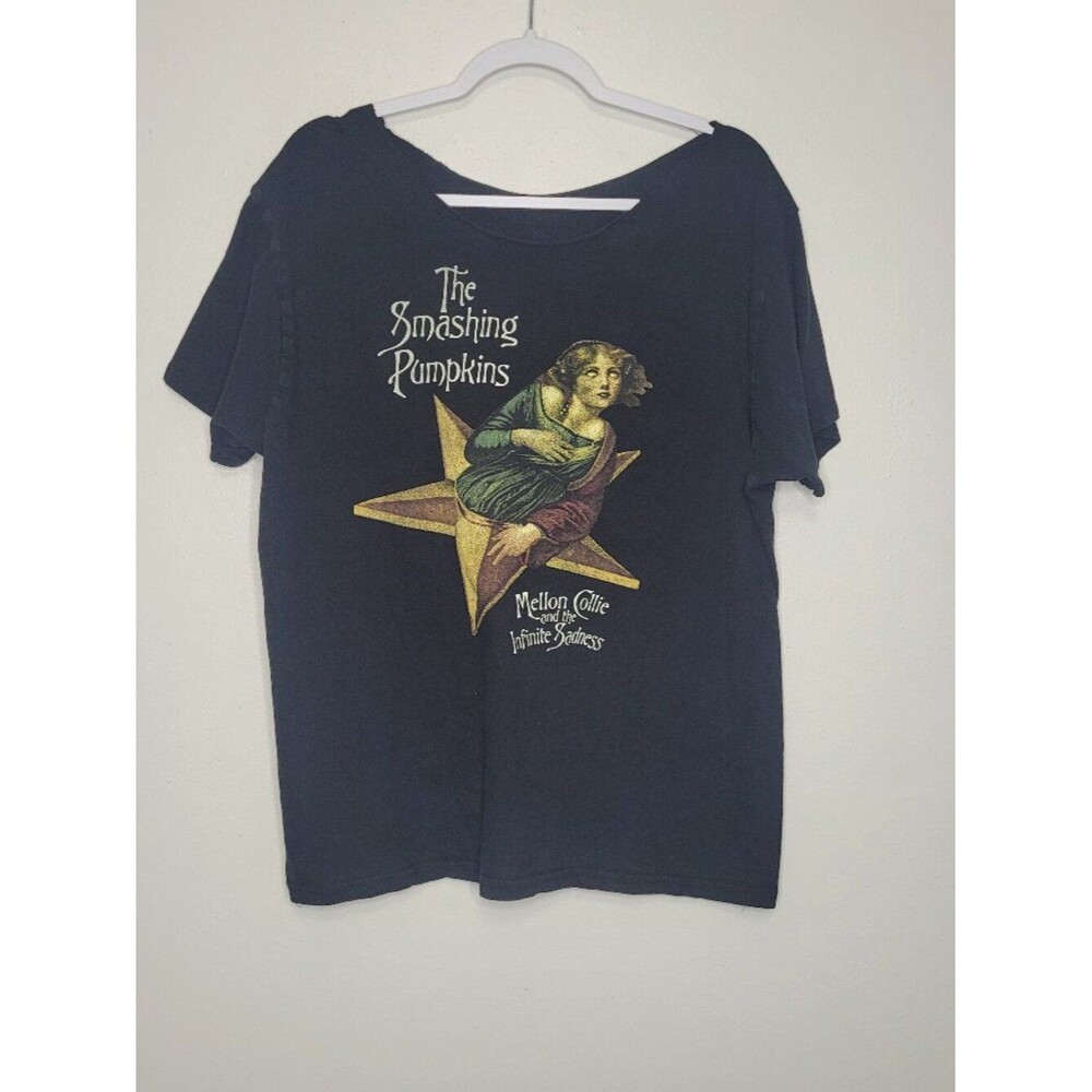 The Smashing Pumpkins cut neck short sleeve rock grunge shirt size xl